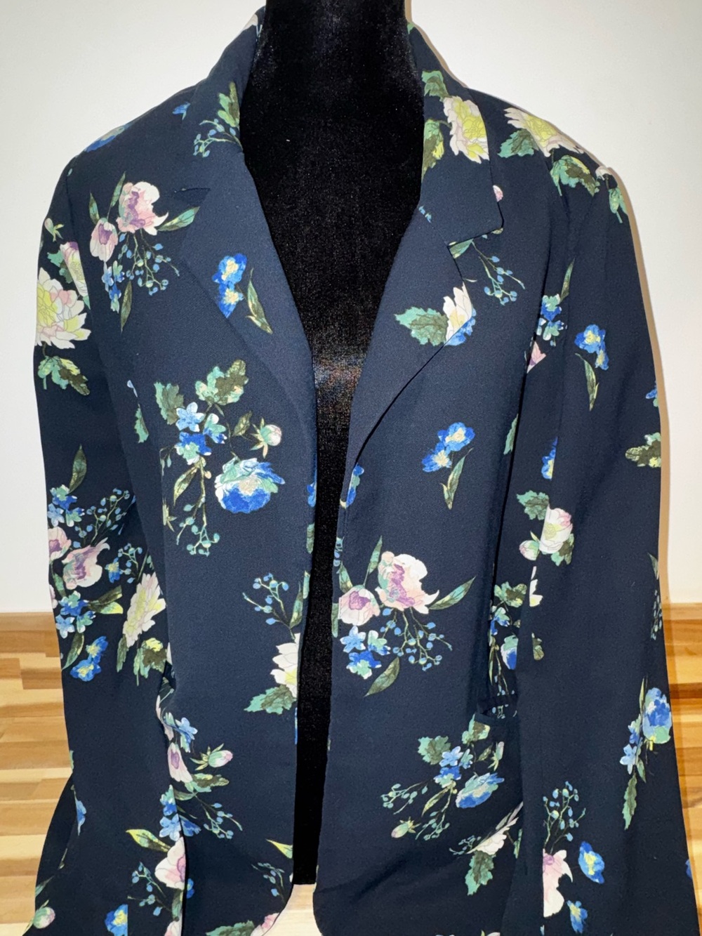 Navy Floral Open-Front Blazer Jacket | Cynthia Rowley | L